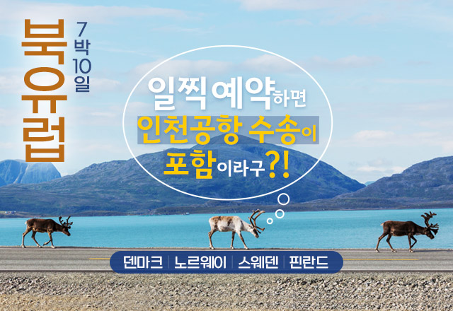 일찍 예약하면 인천공항 수송이 포함이라구?! 북유럽 7박10일(덴마크,노르웨이, 스웨덴, 핀란드)